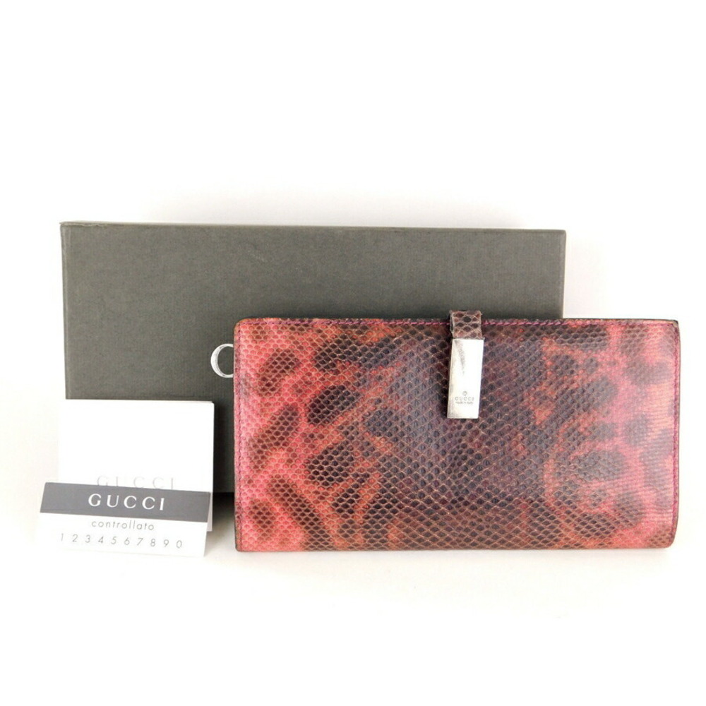 Gucci Long Wallet Billfold Leather Python Snakesk… - image 1